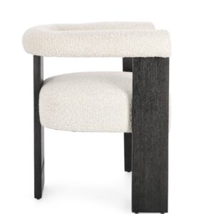 Scaun dining alb/gri din lemn si tesatura boucle Agape