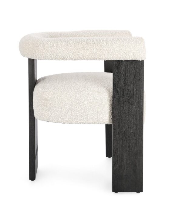Scaun dining alb/gri din lemn si tesatura boucle Agape - imagine 2