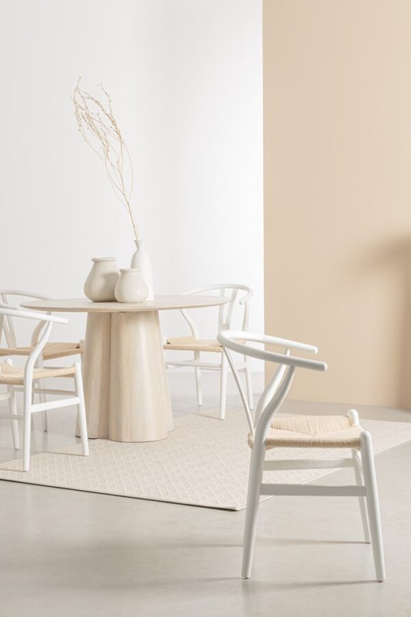 Masa dining rotunda bej natur din lemn de mango Ø120 Nassor - imagine 5