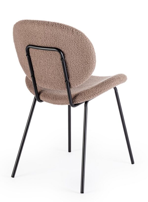 Set 2 scaune dining maro din tesatura boucle Maddie - imagine 5