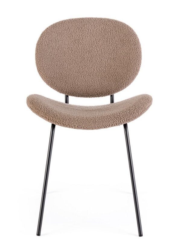Set 2 scaune dining maro din tesatura boucle Maddie - imagine 3