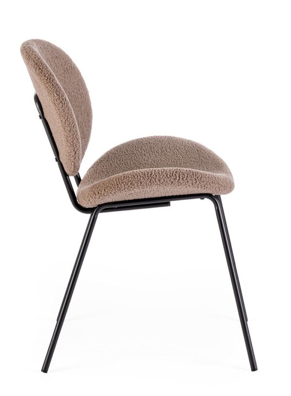 Set 2 scaune dining maro din tesatura boucle Maddie - imagine 4