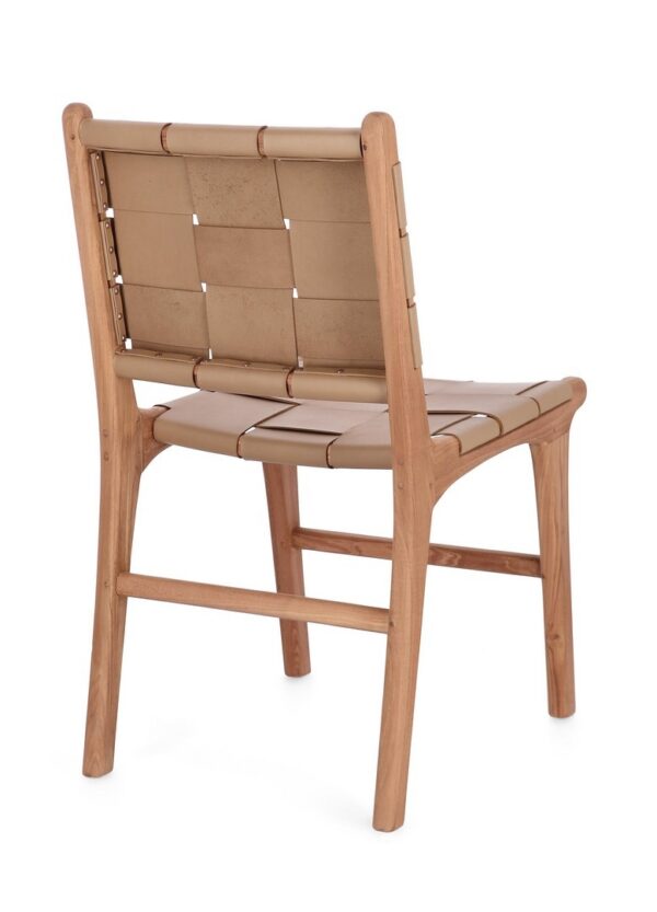 Set 2 scaune dining maro/bej inchis din lemn si piele Joanna - imagine 4