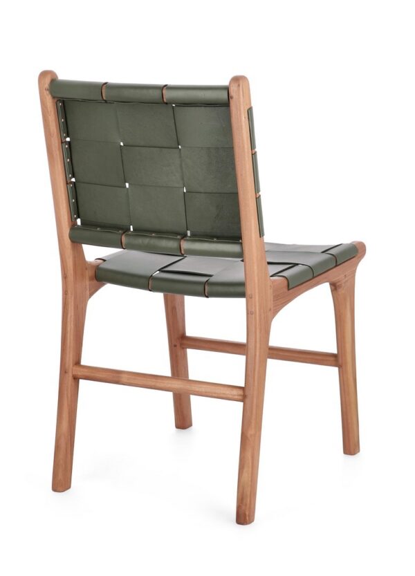 Set 2 scaune dining maro/verde din lemn si piele Joanna - imagine 4