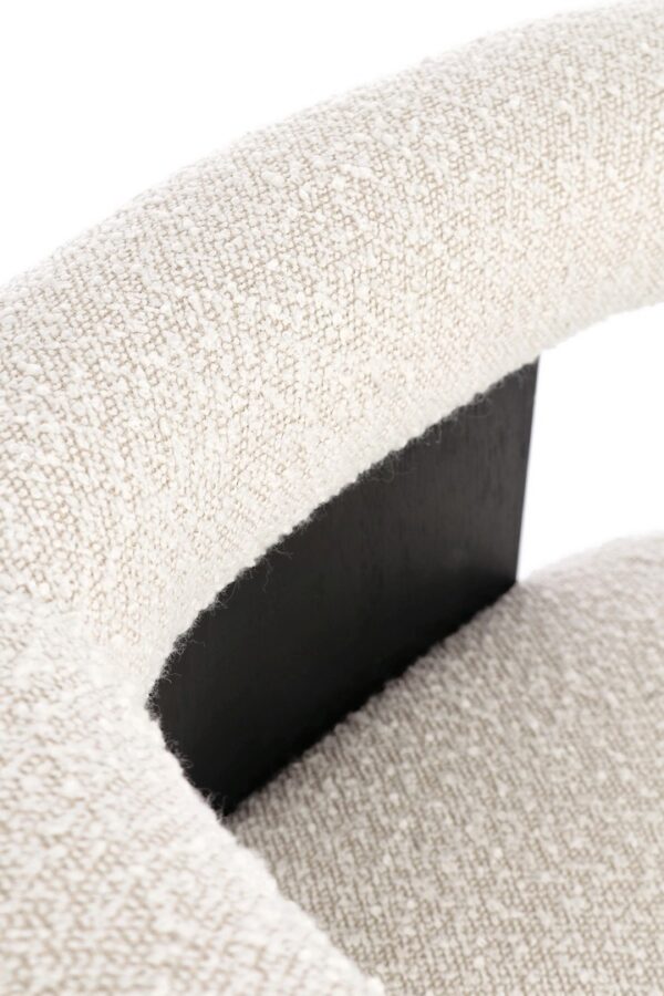 Scaun dining alb/gri din lemn si tesatura boucle Agape - imagine 6