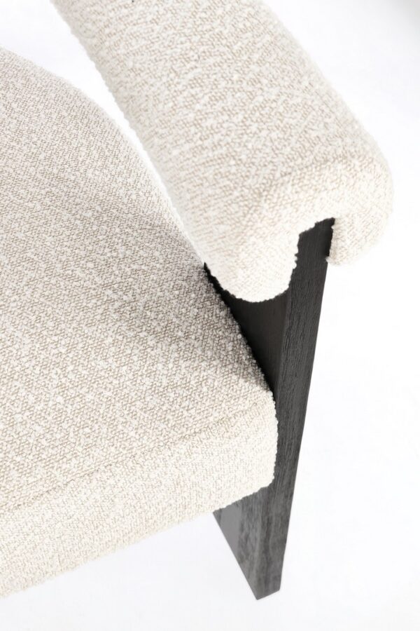 Scaun dining alb/gri din lemn si tesatura boucle Agape - imagine 7