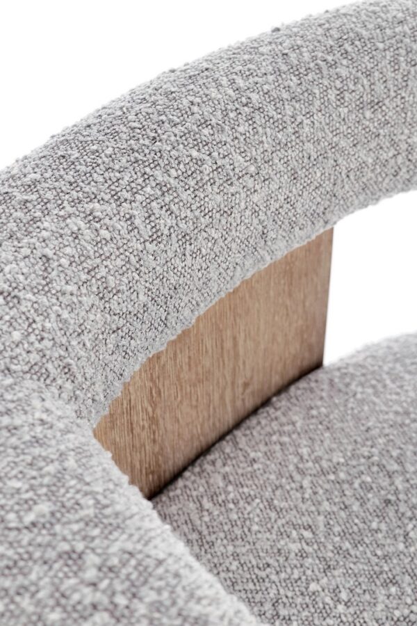 Scaun dining bej/gri din lemn si tesatura boucle Agape - imagine 7