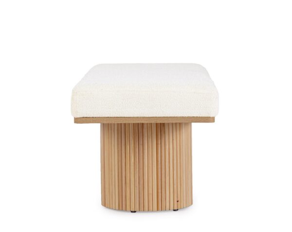 Bancheta bej natur/alba din MDF, lemn si tesatura boucle Floriana - imagine 2