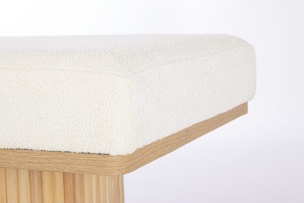 Bancheta bej natur/alba din MDF, lemn si tesatura boucle Floriana - imagine 6