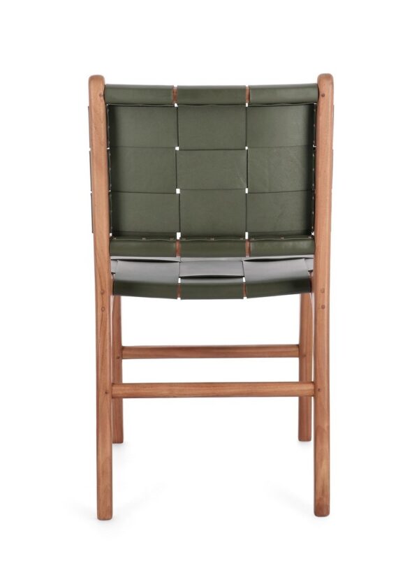 Set 2 scaune dining maro/verde din lemn si piele Joanna - imagine 5
