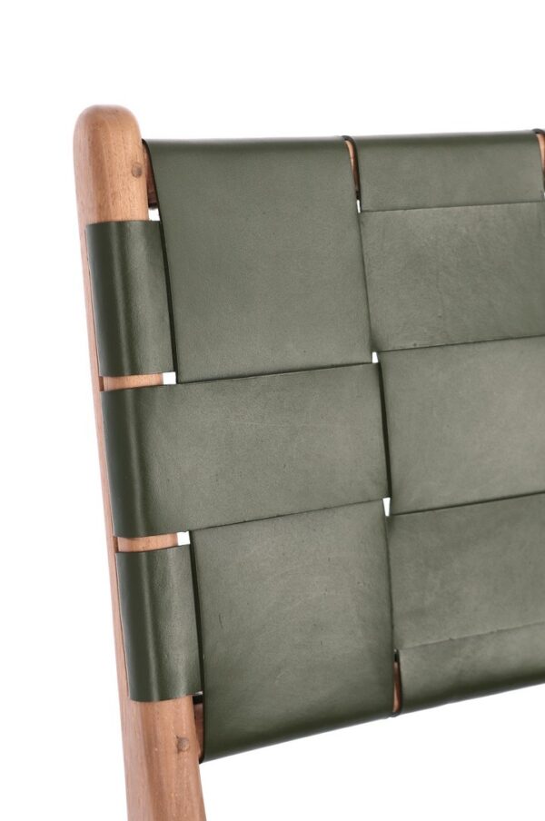 Set 2 scaune dining maro/verde din lemn si piele Joanna - imagine 6