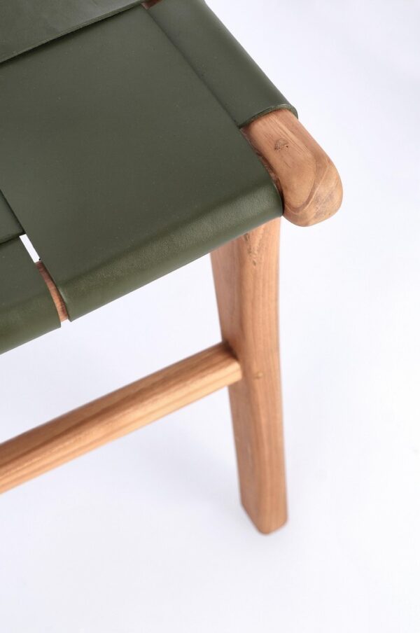 Set 2 scaune dining maro/verde din lemn si piele Joanna - imagine 7