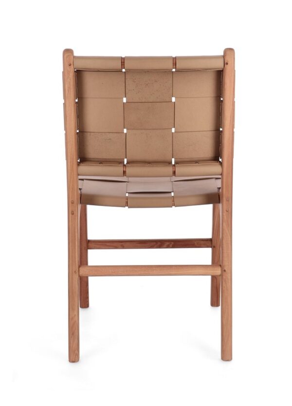 Set 2 scaune dining maro/bej inchis din lemn si piele Joanna - imagine 5