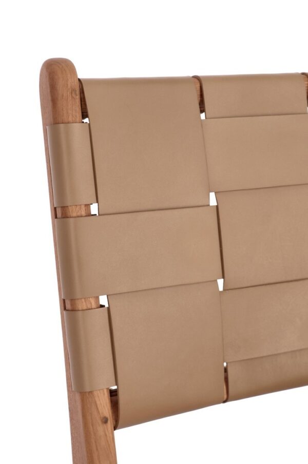 Set 2 scaune dining maro/bej inchis din lemn si piele Joanna - imagine 6