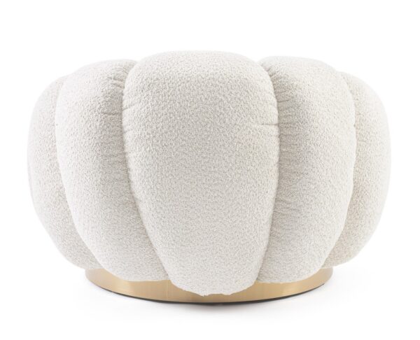 Fotoliu rotativ alb din tesatura boucle Florel Antique - imagine 4