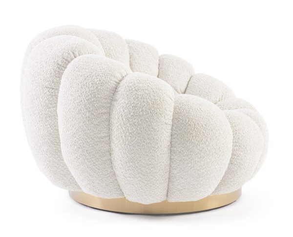 Fotoliu rotativ alb din tesatura boucle Florel Antique - imagine 3