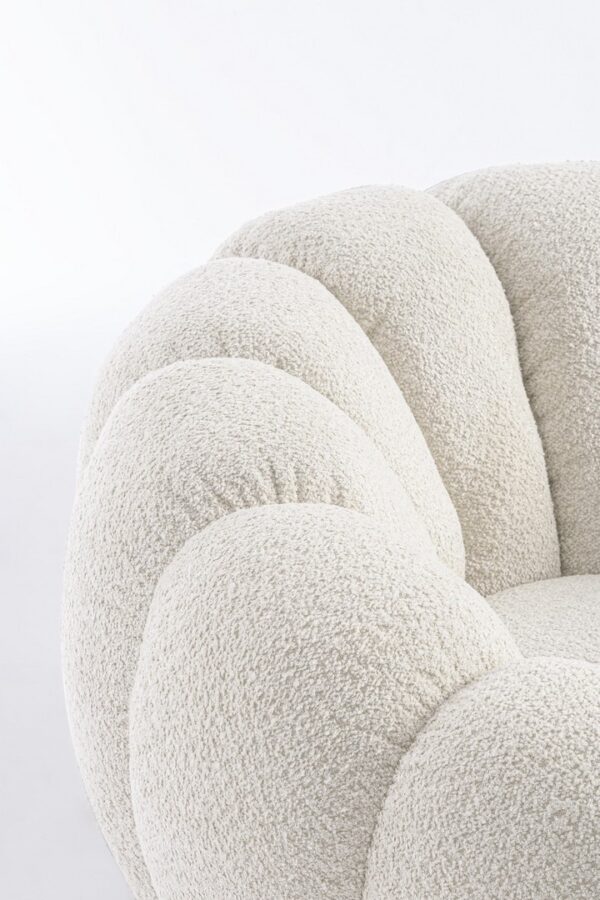 Fotoliu rotativ alb din tesatura boucle Florel Antique - imagine 5