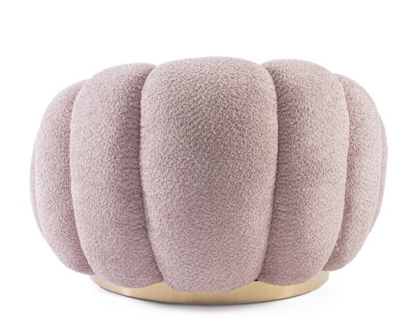 Fotoliu rotativ roz din tesatura boucle Florel Antique - imagine 4
