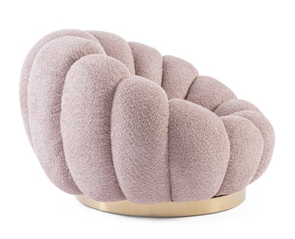 Fotoliu rotativ roz din tesatura boucle Florel Antique - imagine 3