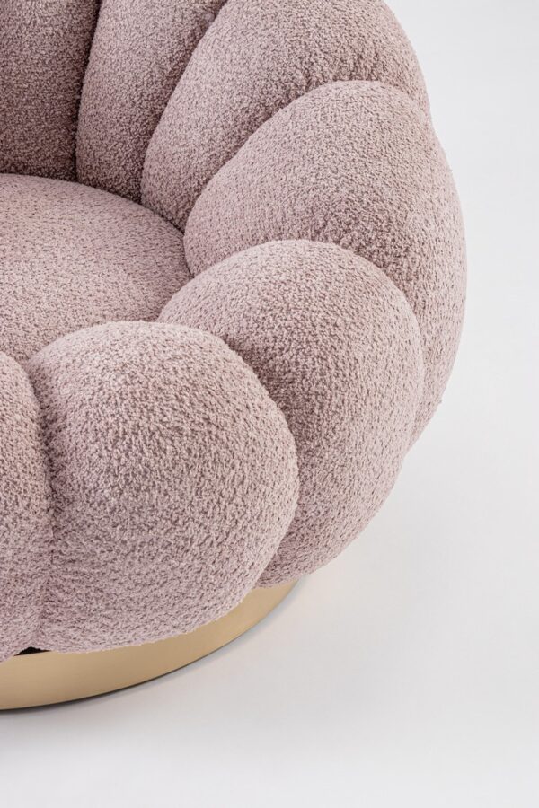 Fotoliu rotativ roz din tesatura boucle Florel Antique - imagine 6