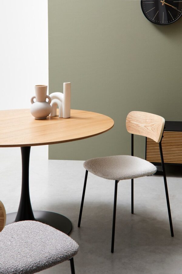 Masa dining rotunda neagra/maro din MDF si otel Ø120 Bloom - imagine 5