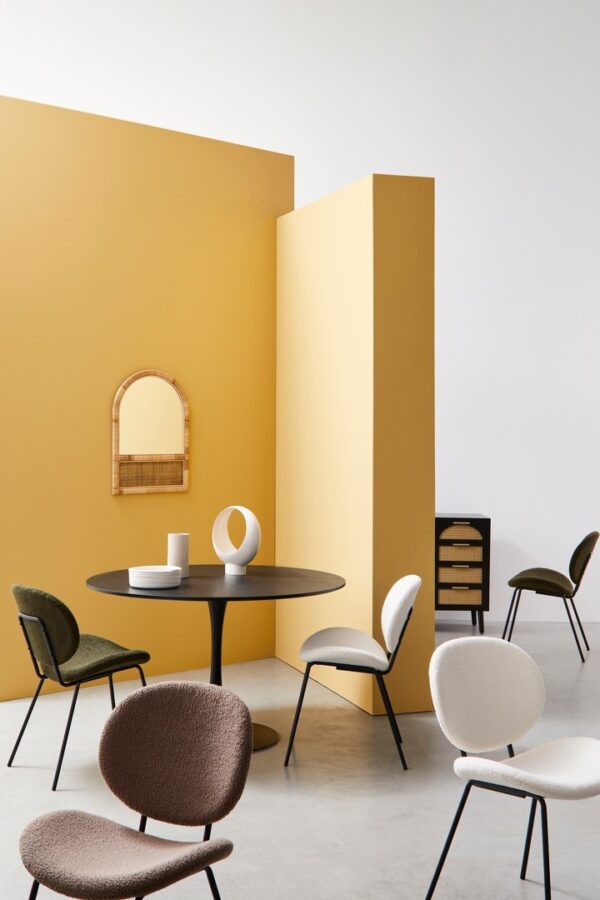 Set 2 scaune dining maro din tesatura boucle Maddie - imagine 2