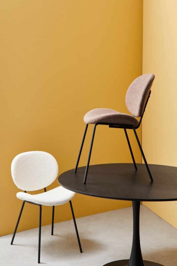 Set 2 scaune dining maro din tesatura boucle Maddie - imagine 9