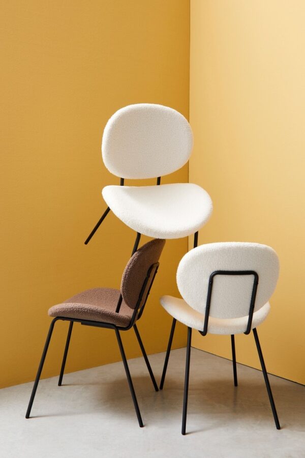 Set 2 scaune dining maro din tesatura boucle Maddie - imagine 10