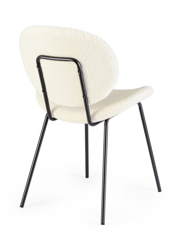 Set 2 scaune dining albe din tesatura boucle Maddie - imagine 5