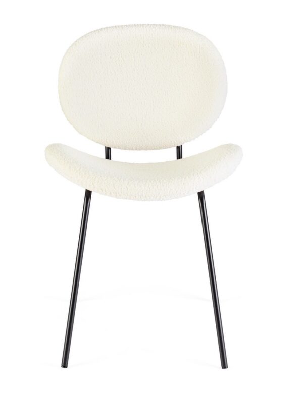 Set 2 scaune dining albe din tesatura boucle Maddie - imagine 3