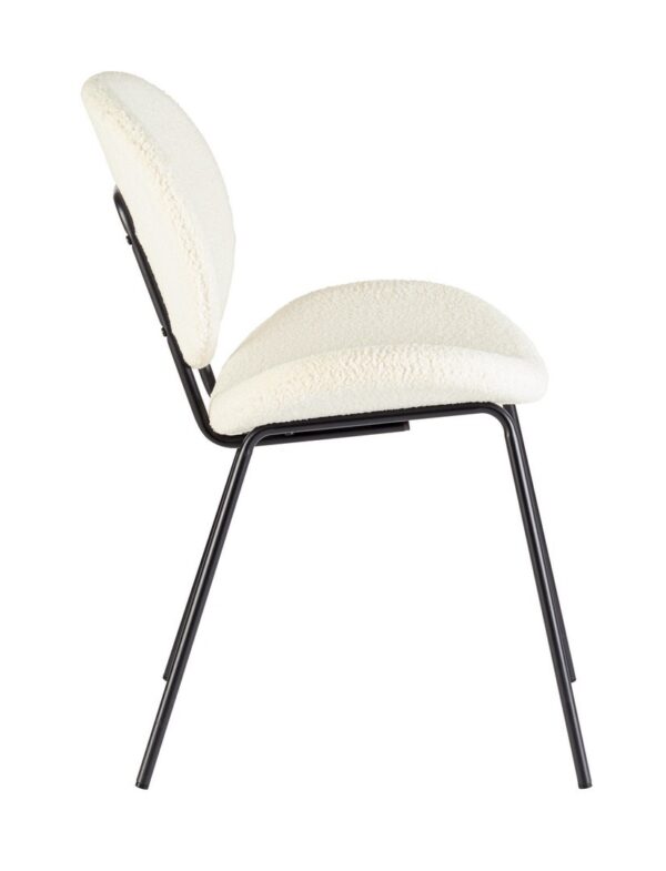 Set 2 scaune dining albe din tesatura boucle Maddie - imagine 4