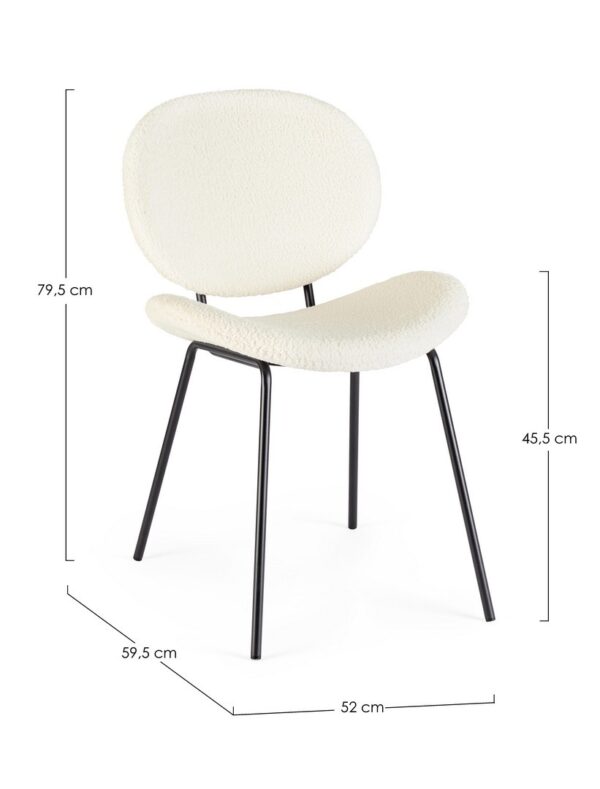 Set 2 scaune dining albe din tesatura boucle Maddie - imagine 11