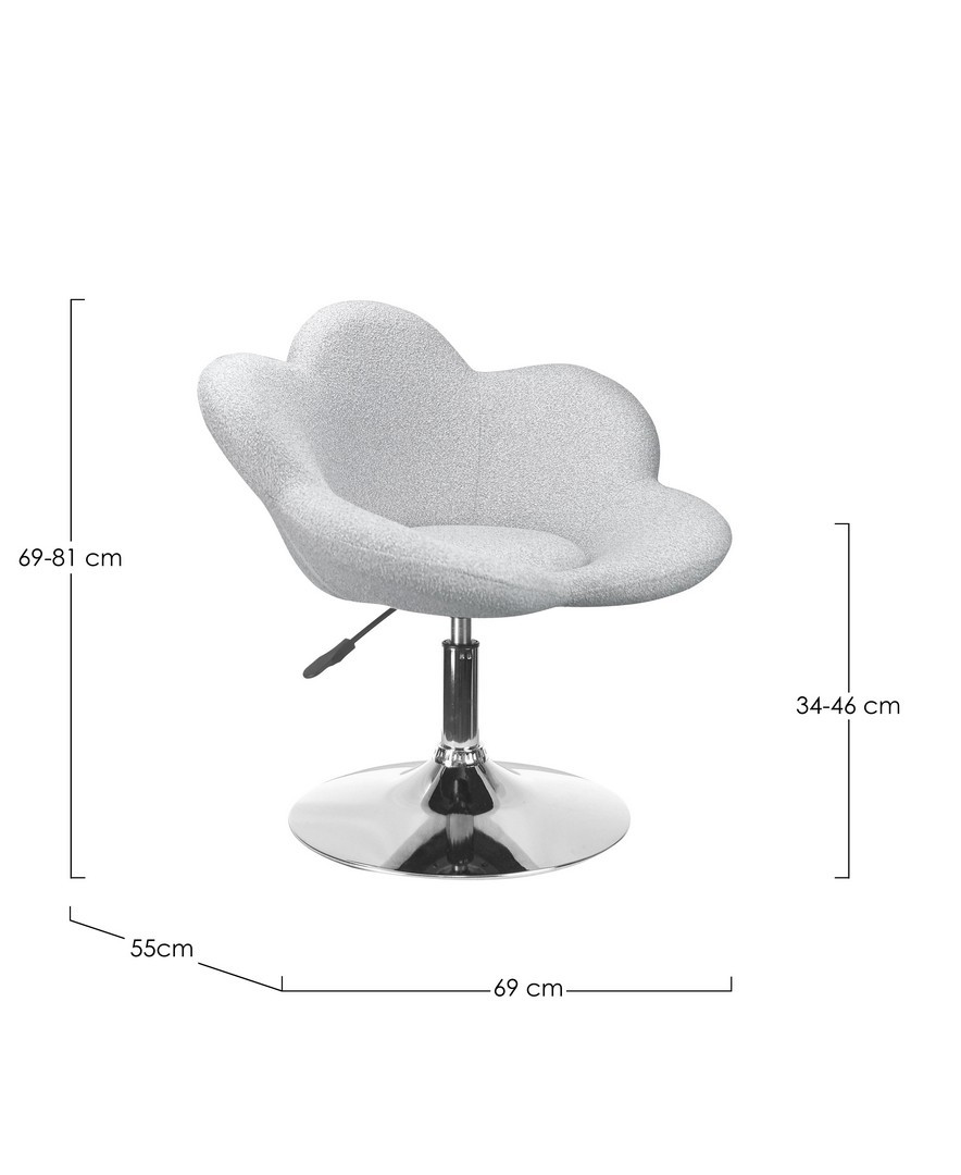 Set 2 scaune reglabile gri din tesatura Fleur Chrome - imagine 8