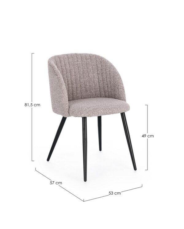 Set 2 scaune dining grej deschis din tesatura boucle Queen - imagine 8