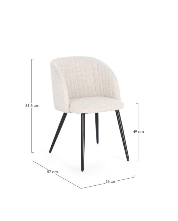 Set 2 scaune dining crem deschis din tesatura boucle Queen - imagine 8