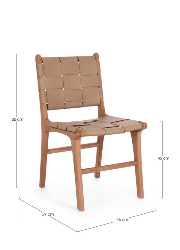 Set 2 scaune dining maro/bej inchis din lemn si piele Joanna - imagine 8