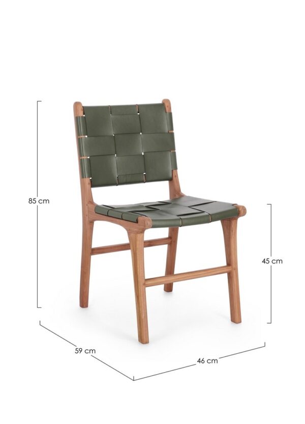 Set 2 scaune dining maro/verde din lemn si piele Joanna - imagine 8