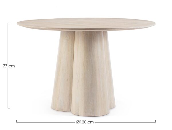 Masa dining rotunda bej natur din lemn de mango Ø120 Nassor - imagine 8