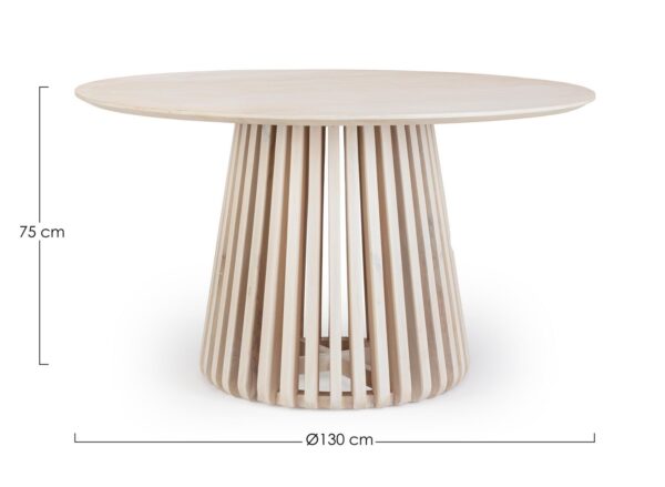 Masa dining rotunda bej natur din lemn de mango Ø130 Odion - imagine 4