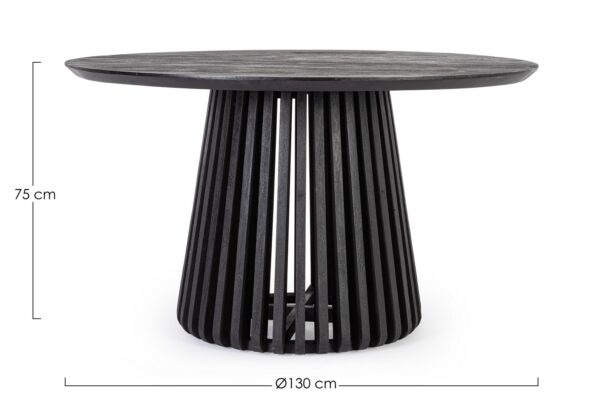 Masa dining rotunda neagra din lemn de mango Ø130 Odion - imagine 5