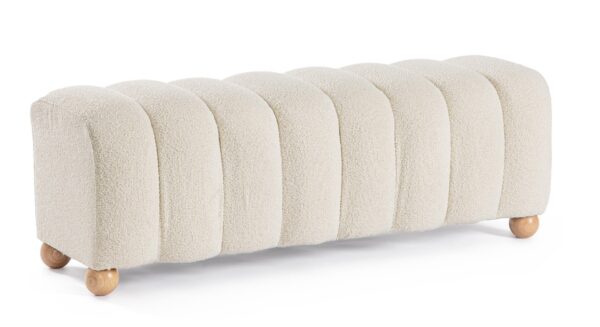 Bancheta alba din MDF si tesatura boucle Zora - imagine 3