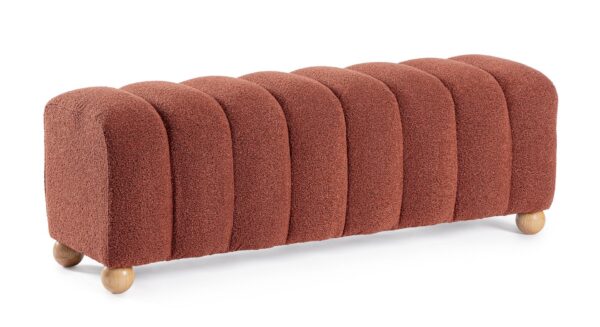 Bancheta caramizie din MDF si tesatura boucle Zora - imagine 3