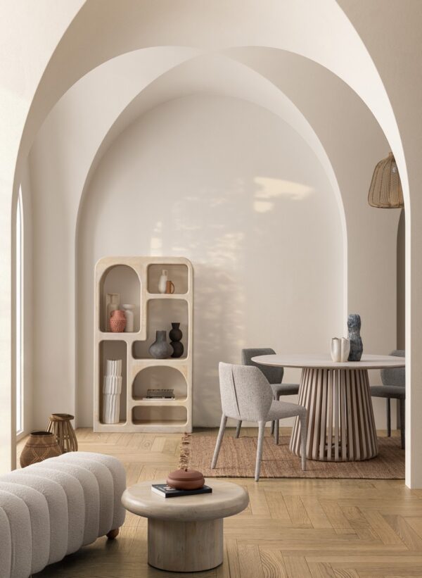 Set 2 scaune dining bej din tesatura Libby - imagine 2