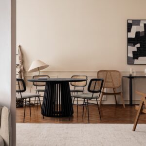 Masa dining rotunda neagra din lemn de mango Ø130 Odion