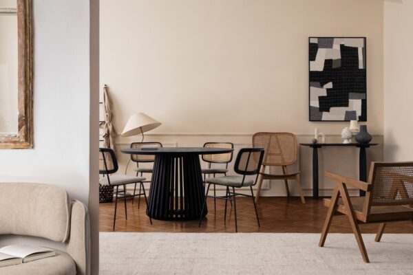 Masa dining rotunda neagra din lemn de mango Ø130 Odion - imagine 2