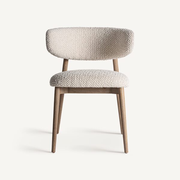 Scaun dining bej natur/alb din tesatura boucle Glorenza - imagine 2