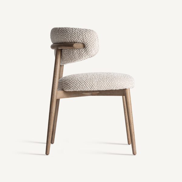 Scaun dining bej natur/alb din tesatura boucle Glorenza - imagine 3