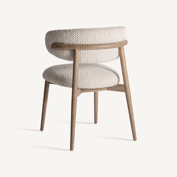 Scaun dining bej natur/alb din tesatura boucle Glorenza - imagine 4