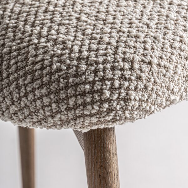 Scaun dining bej natur/alb din tesatura boucle Glorenza - imagine 8