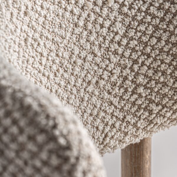 Scaun dining bej natur/alb din tesatura boucle Glorenza - imagine 6